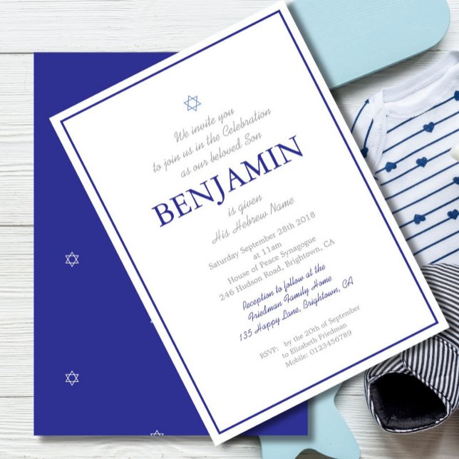 Invitación Ceremonia de Nombramiento de Niño Azul Judío Hebre (Subido por el creador)