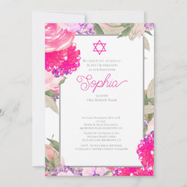 Invitación Ceremonia de Nombramiento del Bebé Plata Floral He