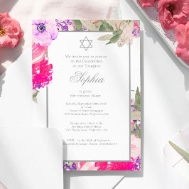 Invitación Ceremonia de Nombramiento del Bebé Plata Floral He