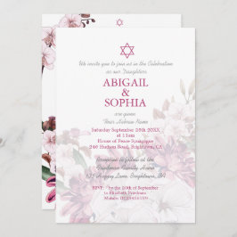 Invitación Ceremonia de nombres florales para Chicas gemelos