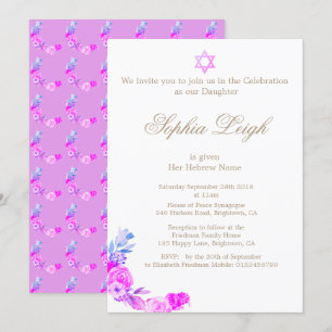 Invitación Ceremonia de Nomenclatura de Bebés Lavender Chica 