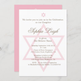 Invitación Ceremonia de nomenclatura de Chica judío hebreo