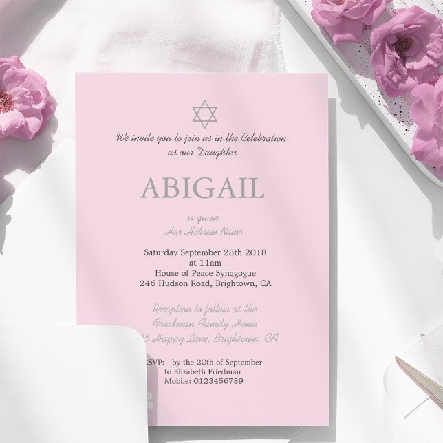 Invitación Ceremonia de Nomenclatura de Niñas Bebés Judío Ros (Subido por el creador)