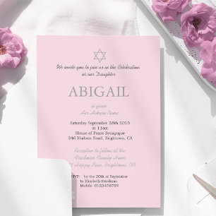 Invitación Ceremonia de Nomenclatura de Niñas Bebés Judío Ros