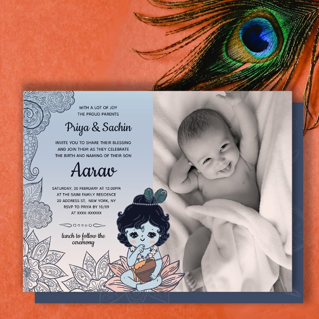 Invitación Ceremonia de nomenclatura del bebé de Namkaran (Subido por el creador)