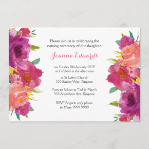 Invitación Ceremonia de nomenclatura floral de acuarela perso