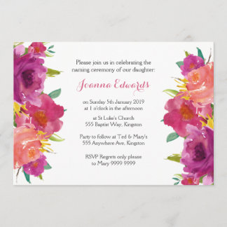 Invitación Ceremonia de nomenclatura floral de acuarela perso