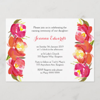 Invitación Ceremonia de nomenclatura floral de acuarela perso