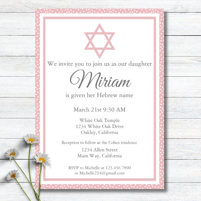 Invitación Ceremonia de Nomenclatura Judía Rosa Simchat Bat (Subido por el creador)