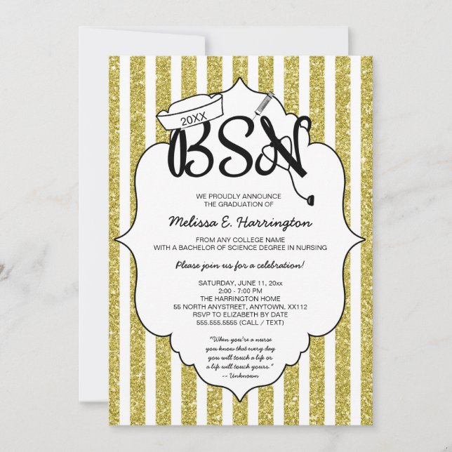 Invitación Ceremonia de patinaje de Purpurina de oro de BSN (Anverso)