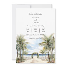 Ceremonia de Playa Tropical Palm Lined Boda Aisle