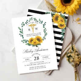 Invitación Ceremonia de posgrado de Enfermería RN de girasol