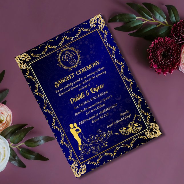 Invitación Ceremonia de pre-Boda india Sangeet (Subido por el creador)