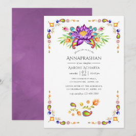 Invitación Ceremonia de Primer Arroz Floral Paisley Annaprash