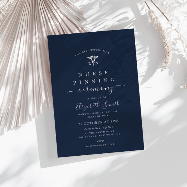 Invitación ceremonia de puntería de la enfermera azul marino  (Subido por el creador)