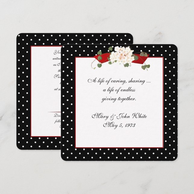 Invitación Ceremonia de Renovación de Polka Dot Vow (Anverso / Reverso)