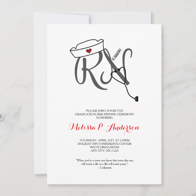 Invitación Ceremonia de RN Pinning Invitado, divertida gradua (Anverso)