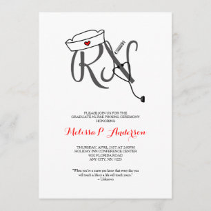 Invitación Ceremonia de RN Pinning Invitado, divertida gradua