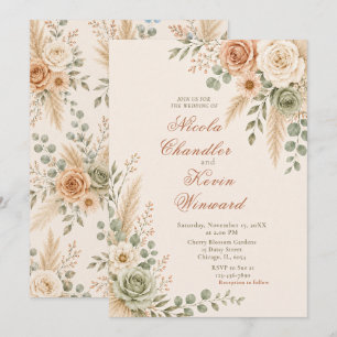 Invitación Ceremonia de Rosa Melocotón Elegante