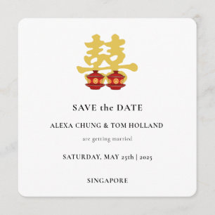 Invitación Ceremonia de Té Boda China Salvar la Fecha