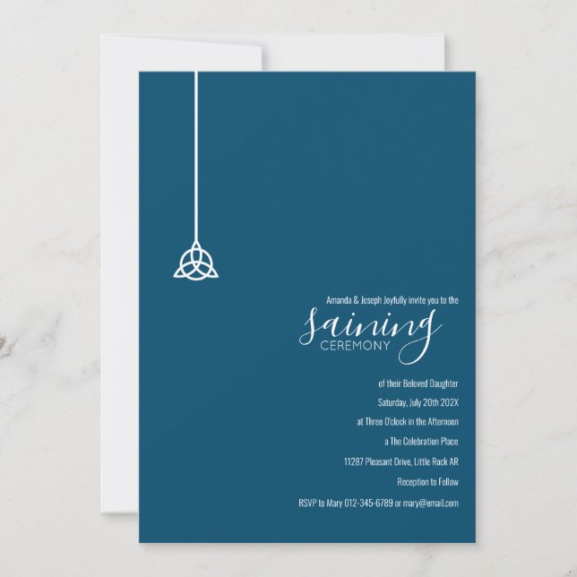 Invitación Ceremonia de tinción de niños en triquetra celta a (Anverso)