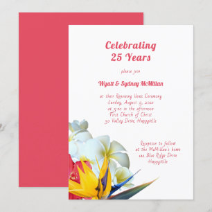 Invitación Ceremonia de votos de aniversario con flores hawai