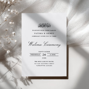 Invitación Ceremonia de Walima con Letra Negra Formal Moderna