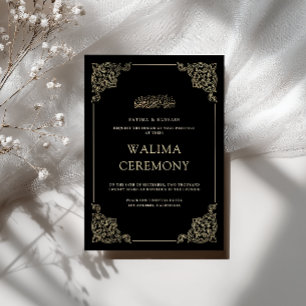 Invitación Ceremonia de Walima de guión dorado barroco vintag