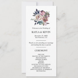 Invitación Ceremonia del Boda azul de la Marina Mauve, Rosa d