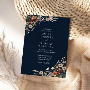 Invitación Ceremonia del Boda de Flor Silvestre Azul de la Ma