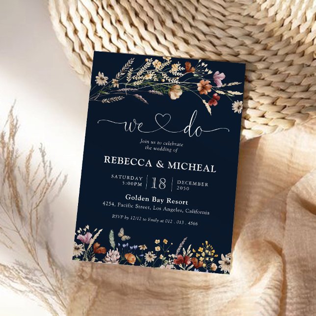 Invitación Ceremonia del Boda de Flor Silvestre Azul de la Ma (Subido por el creador)