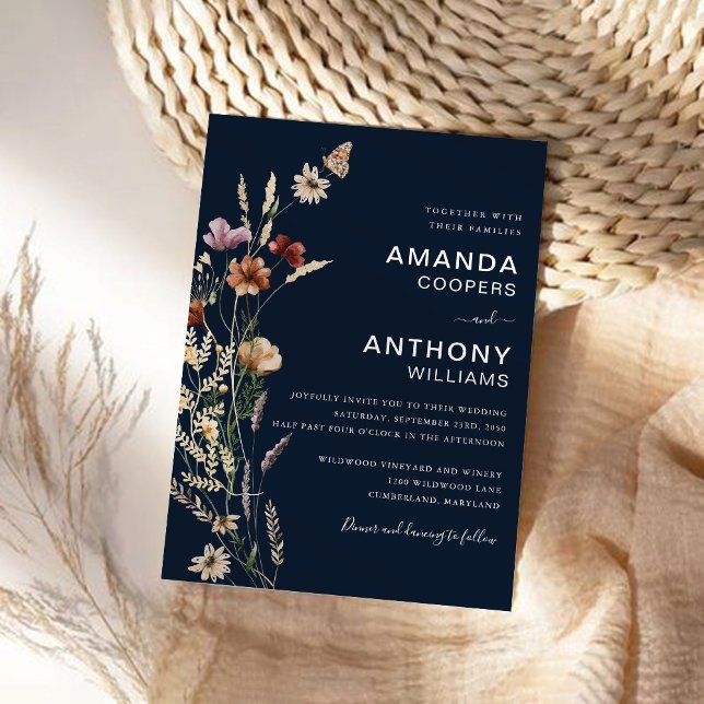 Invitación Ceremonia del Boda de Flor Silvestre Azul de la Ma (Subido por el creador)