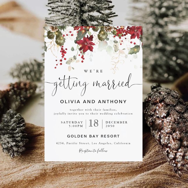 Invitación Ceremonia del Boda de la Poinsettia Roja navidades (Subido por el creador)