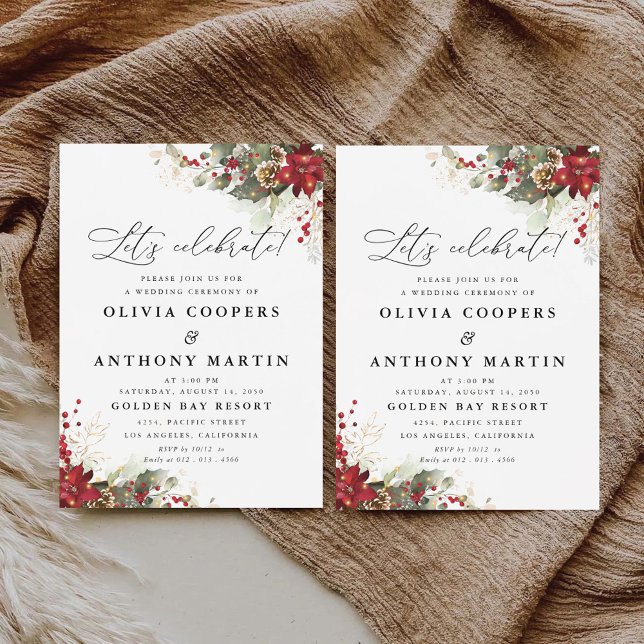 Invitación Ceremonia del Boda de la Poinsettia Roja navidades (Subido por el creador)