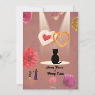 Invitación Ceremonia del boda del registro de gatos negros de