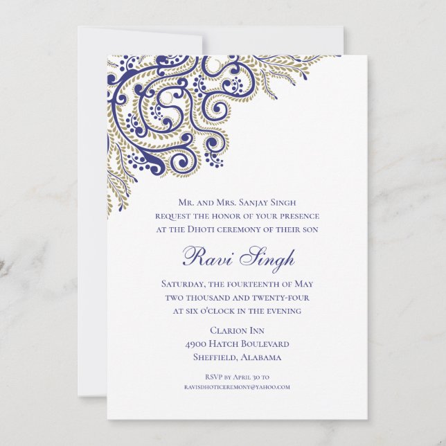 Invitación Ceremonia Dhoti (Anverso)