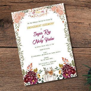 Invitación Ceremonia Floral de Compromiso Hindú Indio