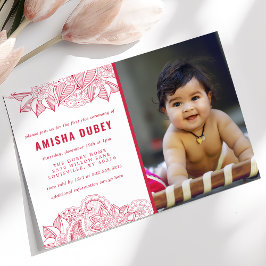 Invitación Ceremonia floral de paisley del primer arroz Annap