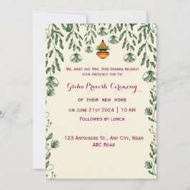 Invitación Ceremonia Griha Pravesh