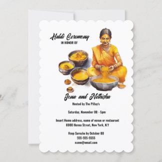 Invitación Ceremonia Haldi boda de la tradición india