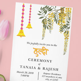 Invitación Ceremonia Haldi, Boda india de estilo contemporáne