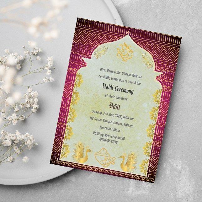 Invitación Ceremonia Haldi de la novia hindú Ganesha (Subido por el creador)