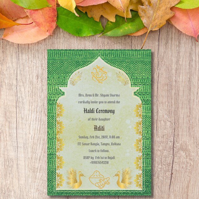 Invitación Ceremonia Haldi de la novia hindú Ganesha (Subido por el creador)