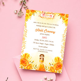 Invitación Ceremonia Haldi de la Novia Hindú India con Floral