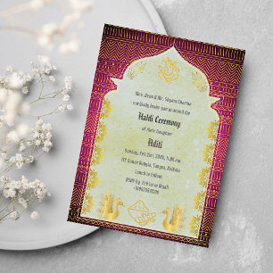 Invitación Ceremonia Haldi de la novia hindú india Ganesha