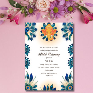 Invitación Ceremonia Haldi del Novio Hindú Indio con Tema de 