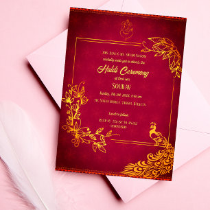Invitación Ceremonia Haldi del Novio Hindú Indio con Tema de