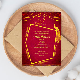 Invitación Ceremonia Haldi del Novio Hindú Indio con Tema de 
