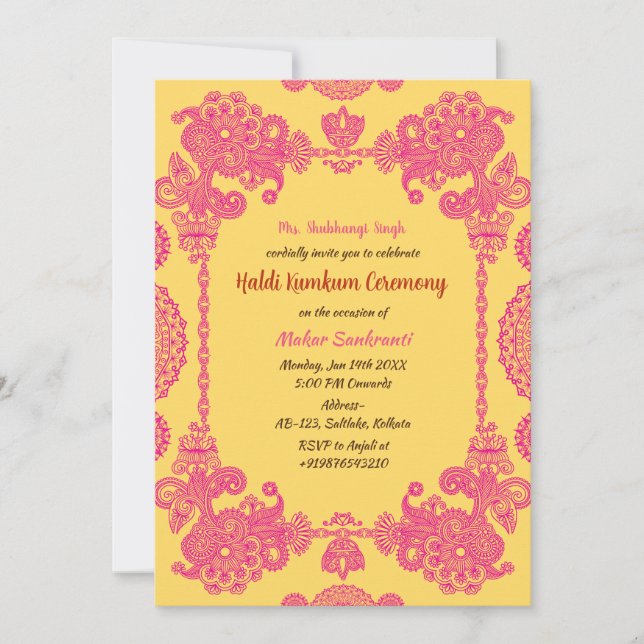 Invitación Ceremonia Haldi Kumkum (Anverso)