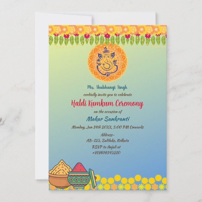 Invitación Ceremonia Haldi Kumkum (Anverso)